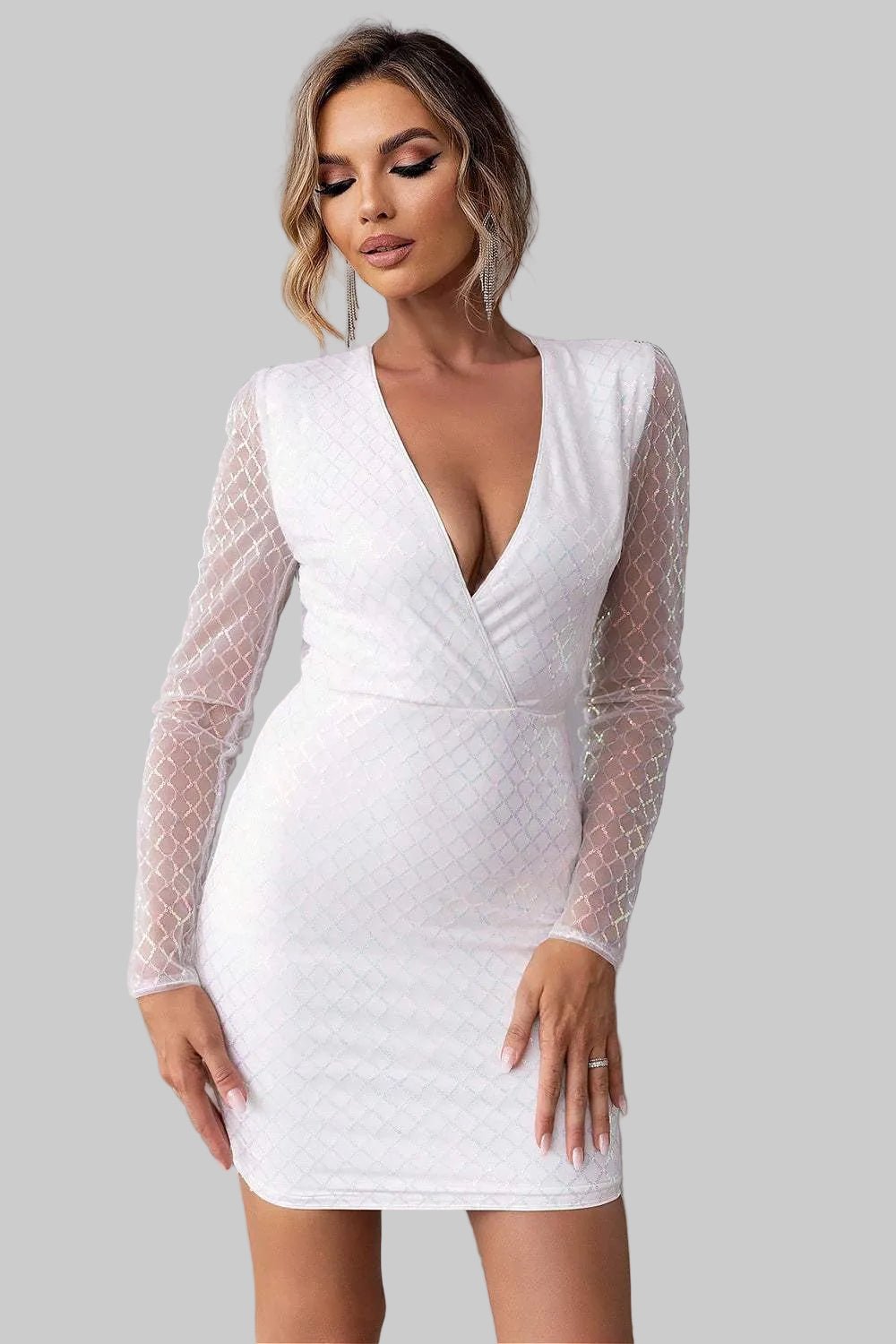 Sequin Mini Dress - Cutout Mesh Party Dress| Perfect for Glam Nights Out - Jsandiclothing.com