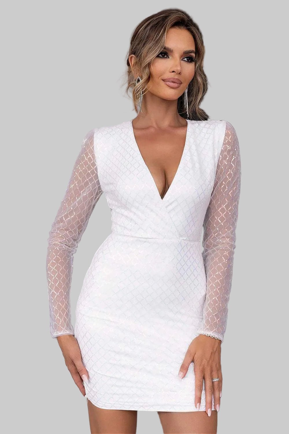 Sequin Mini Dress - Cutout Mesh Party Dress| Perfect for Glam Nights Out - Jsandiclothing.com