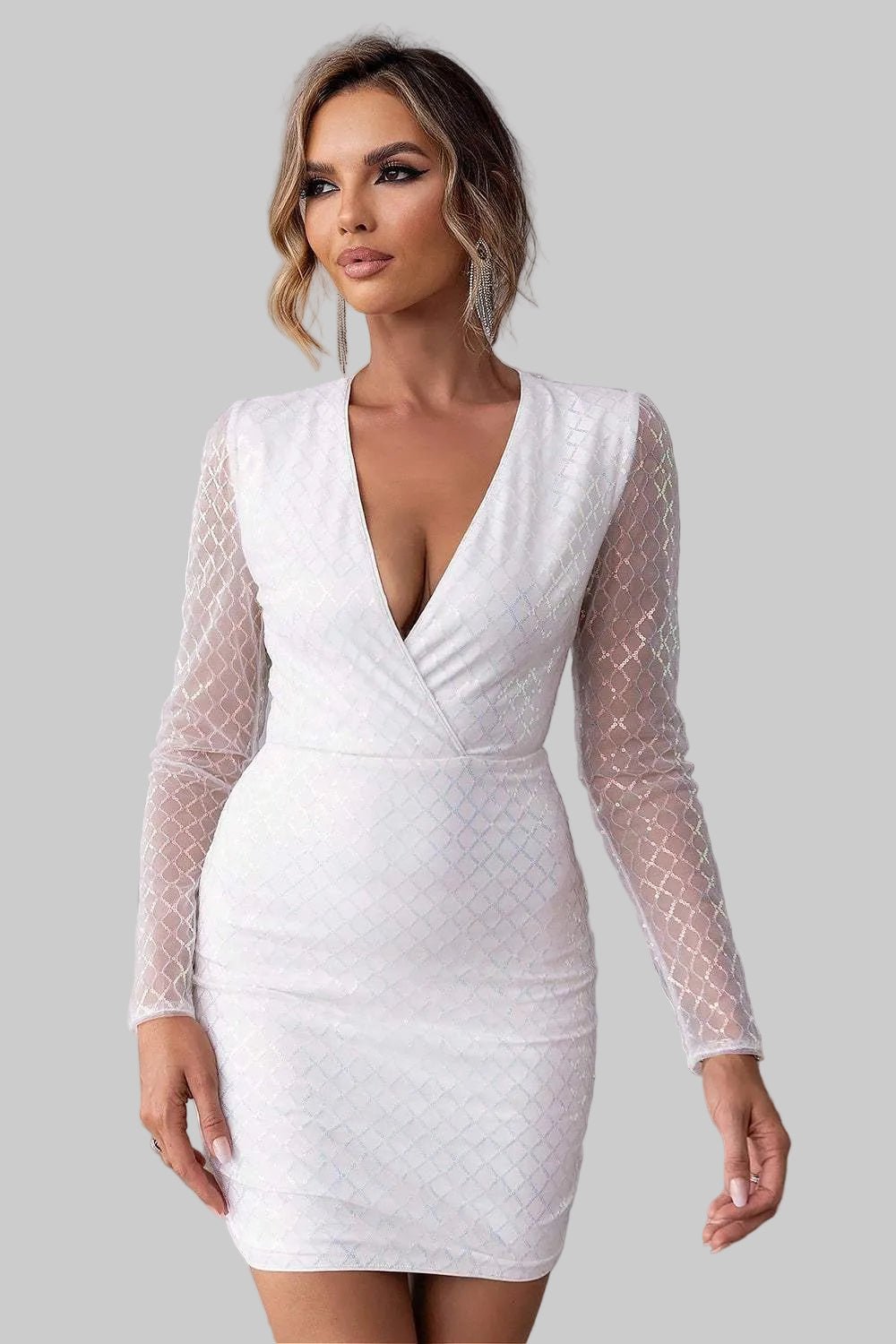 Sequin Mini Dress - Cutout Mesh Party Dress| Perfect for Glam Nights Out - Jsandiclothing.com