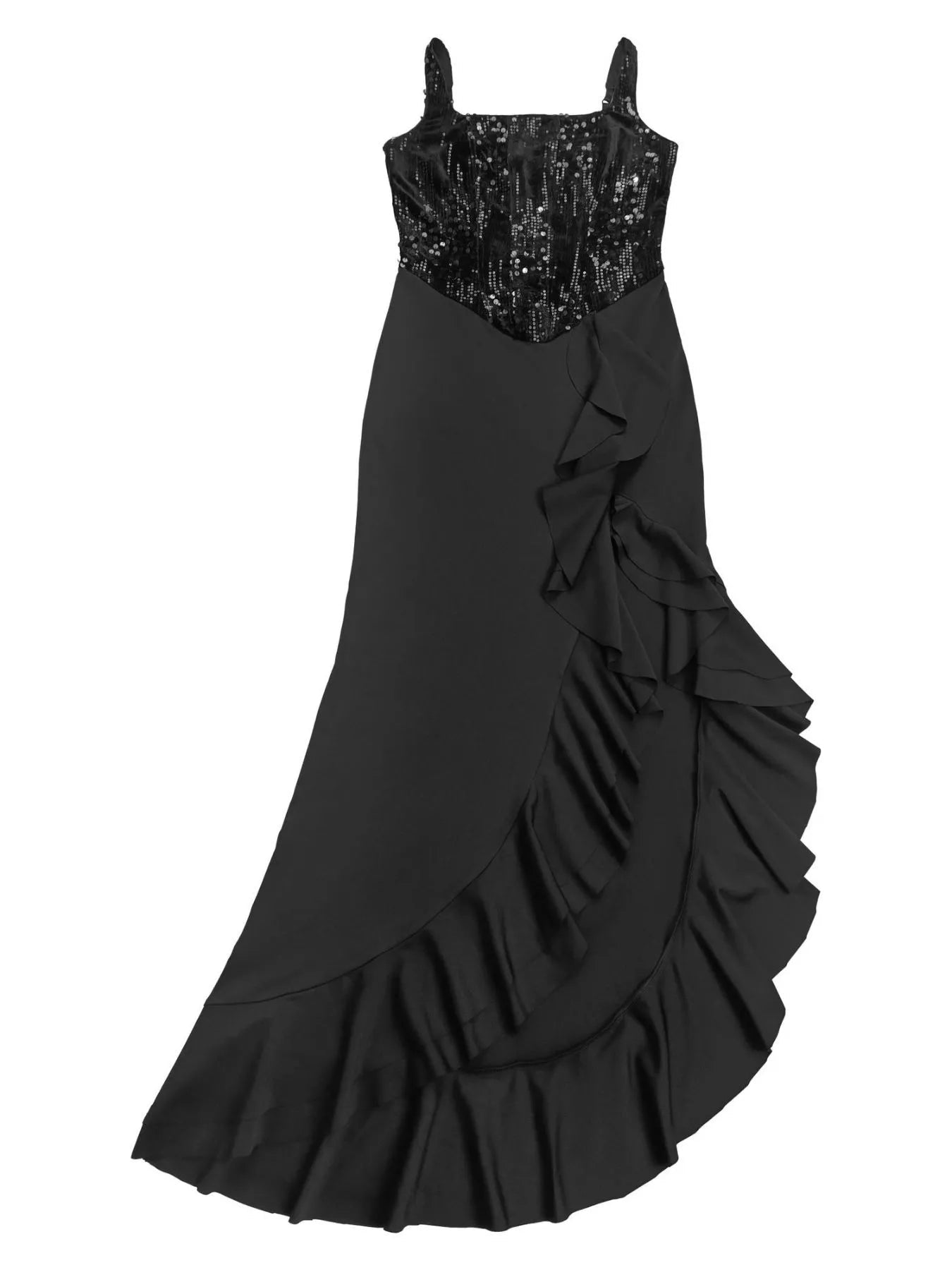 Sequin Ruffle Hem Maxi Dress - Jsandiclothing.com