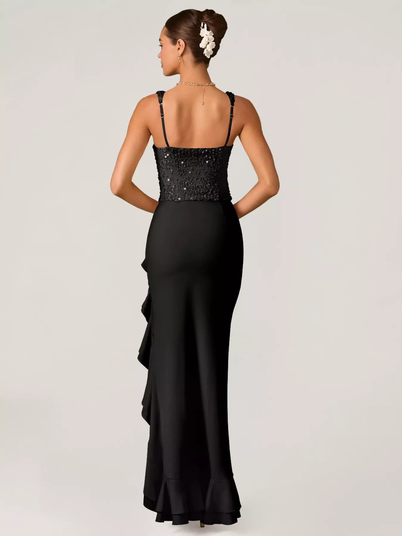 Sequin Ruffle Hem Maxi Dress - Jsandiclothing.com