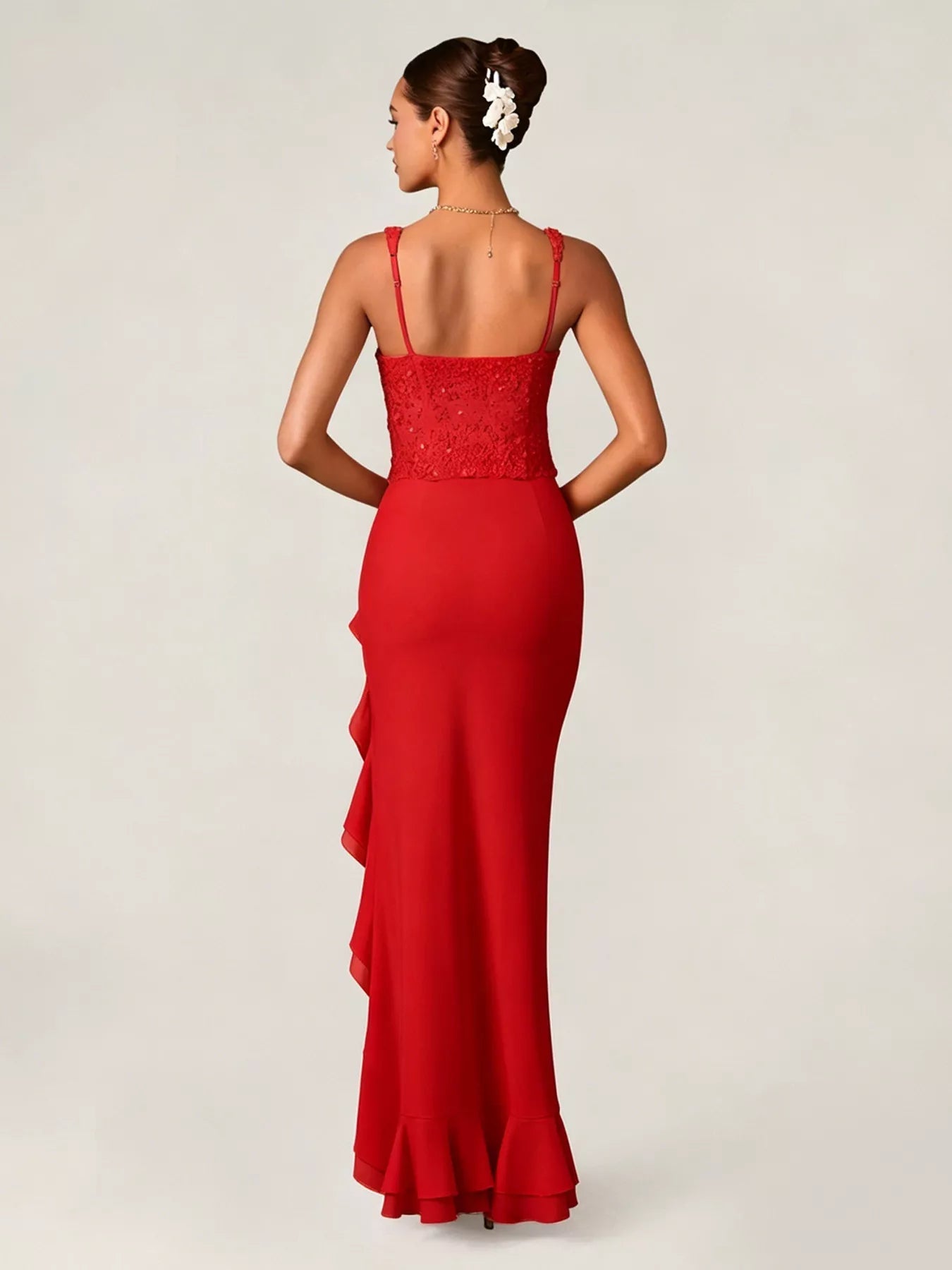 Sequin Ruffle Hem Maxi Dress - Jsandiclothing.com