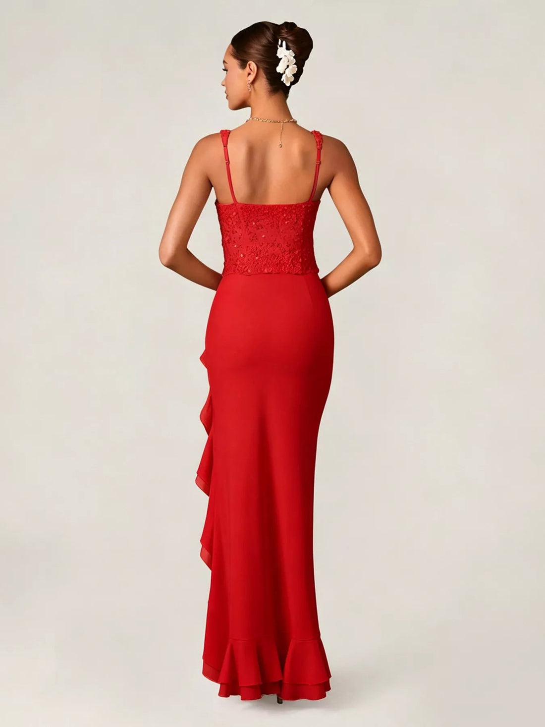 Sequin Ruffle Hem Maxi Dress - Jsandiclothing.com
