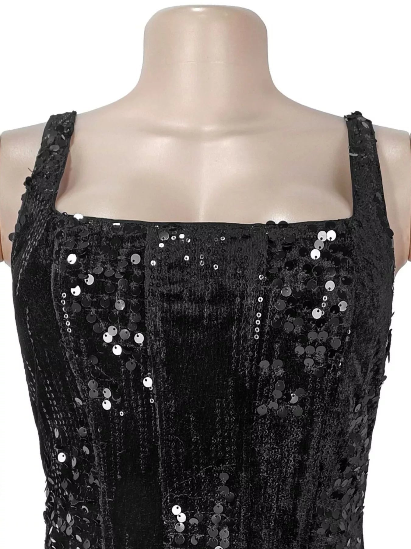 Sequin Ruffle Hem Maxi Dress - Jsandiclothing.com