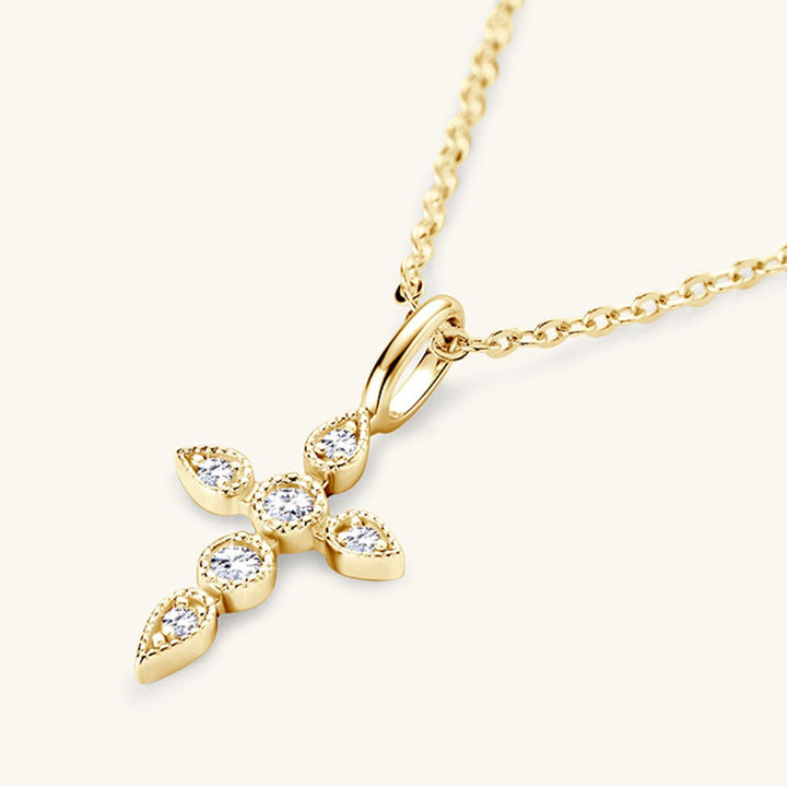 Silver Necklace | Elegant 925 Sterling Silver Moissanite Cross Pendant - Jsandiclothing.com