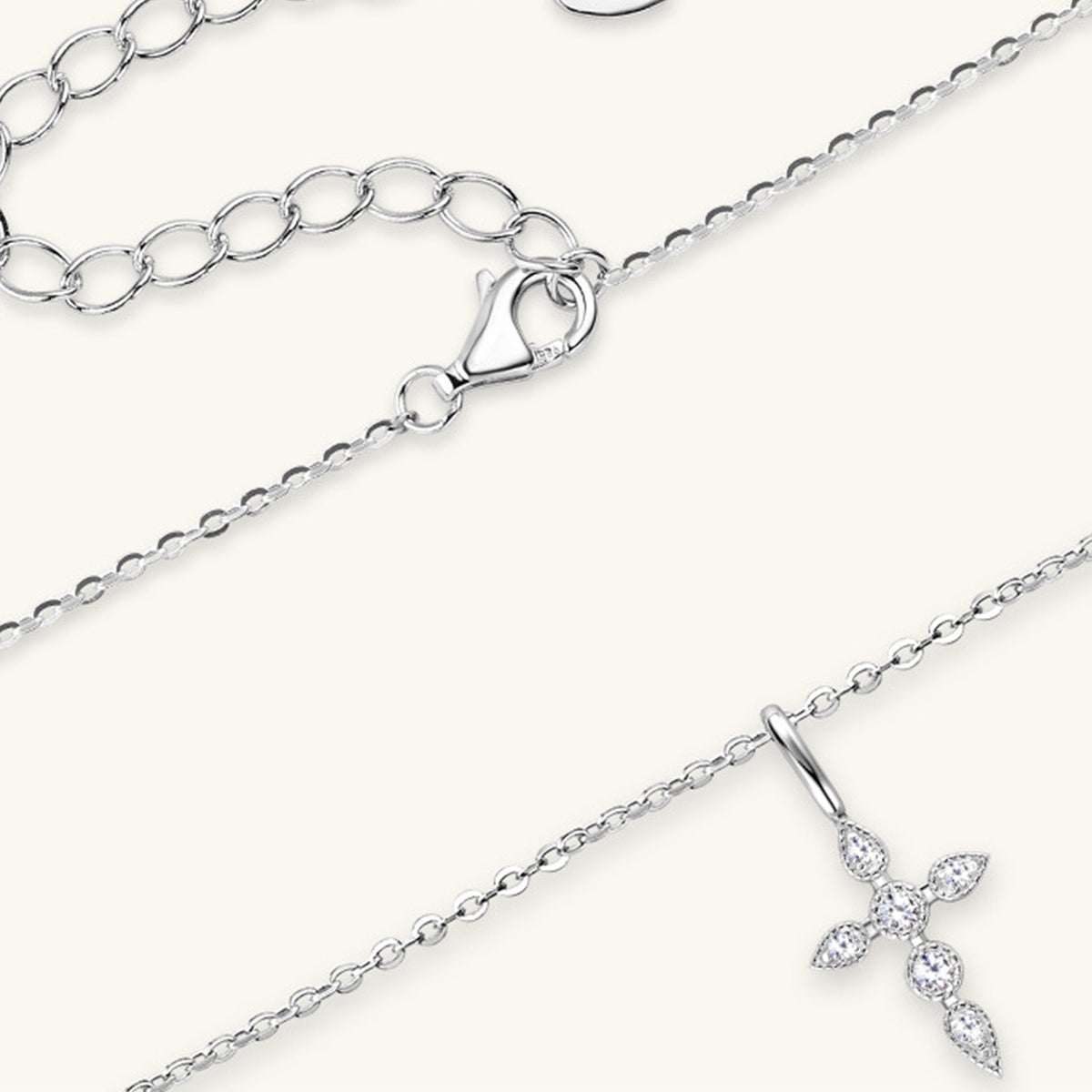 Silver Necklace | Elegant 925 Sterling Silver Moissanite Cross Pendant - Jsandiclothing.com
