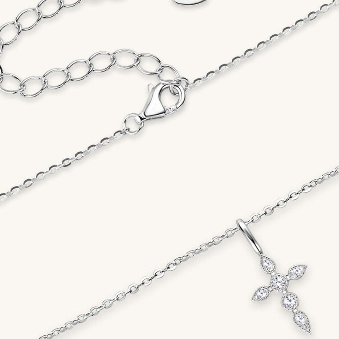 Silver Necklace | Elegant 925 Sterling Silver Moissanite Cross Pendant - Jsandiclothing.com