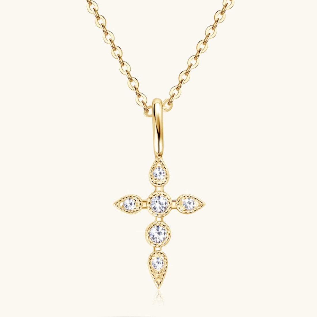 Silver Necklace | Elegant 925 Sterling Silver Moissanite Cross Pendant - Jsandiclothing.com
