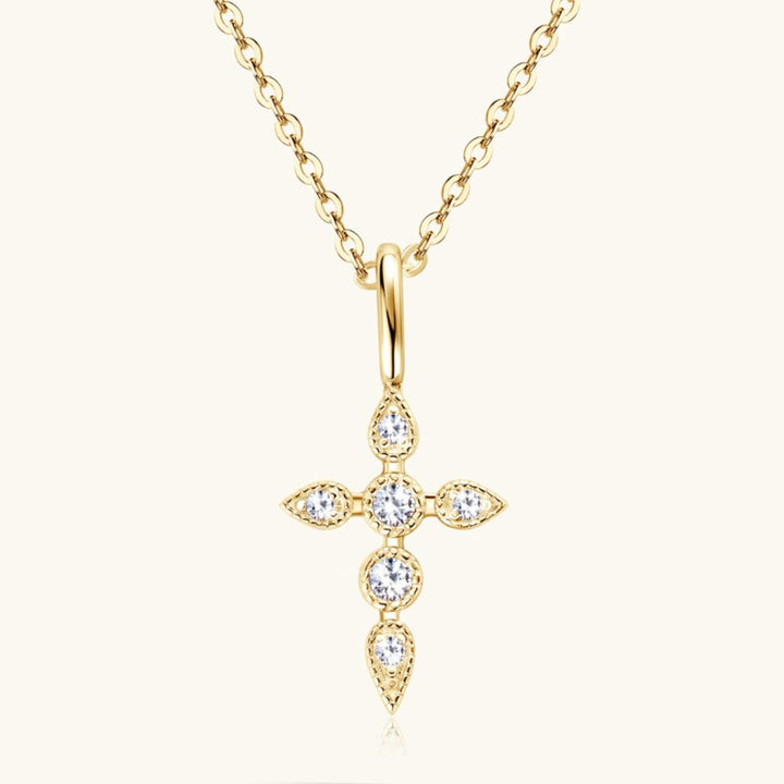 Silver Necklace | Elegant 925 Sterling Silver Moissanite Cross Pendant - Jsandiclothing.com