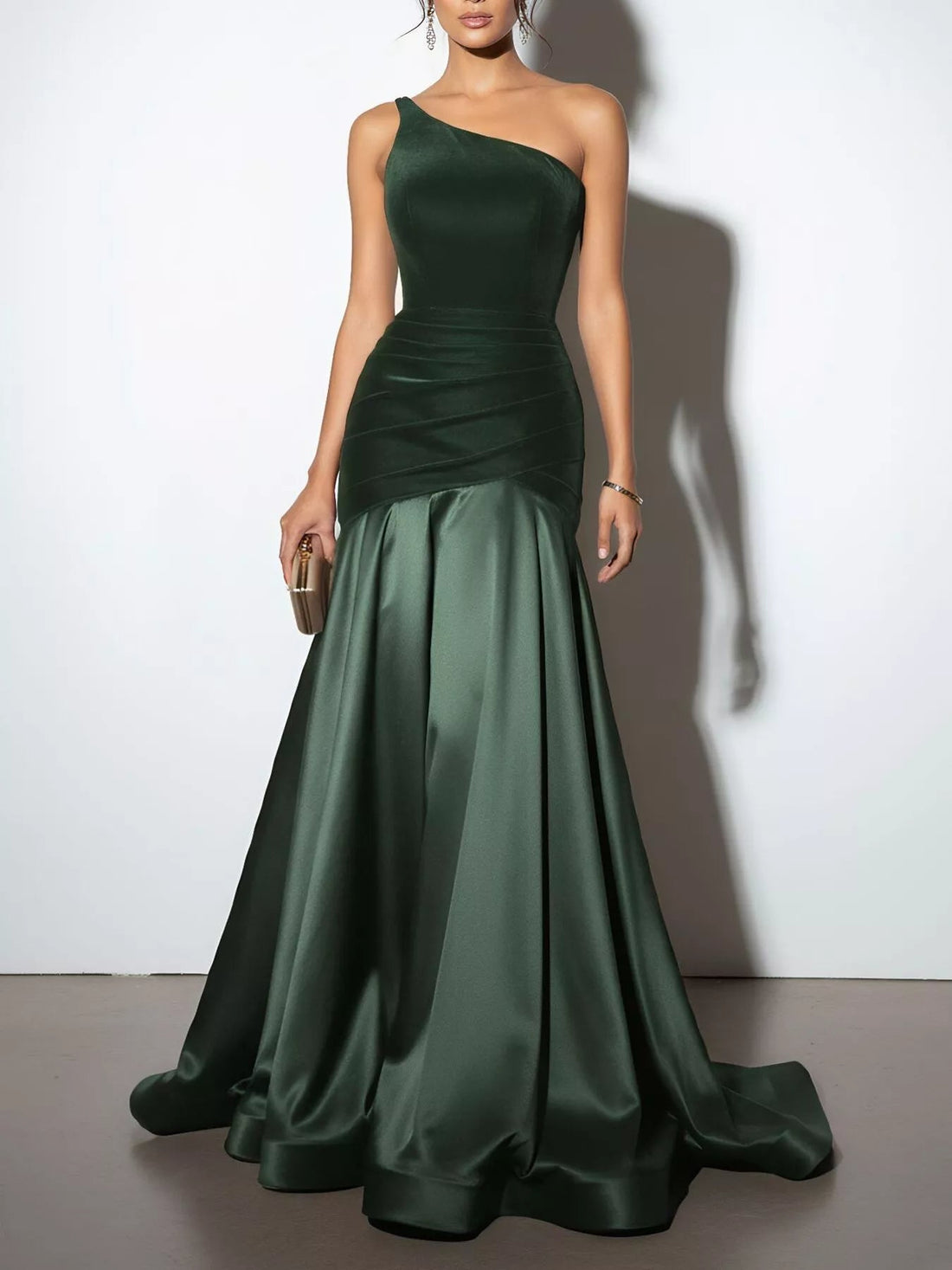 Single Shoulder Floor Length Dress - Jsandiclothing.com