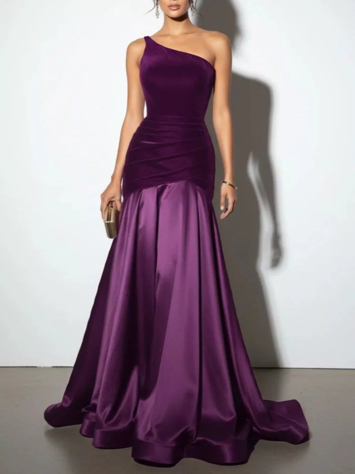 Single Shoulder Floor Length Dress - Jsandiclothing.com