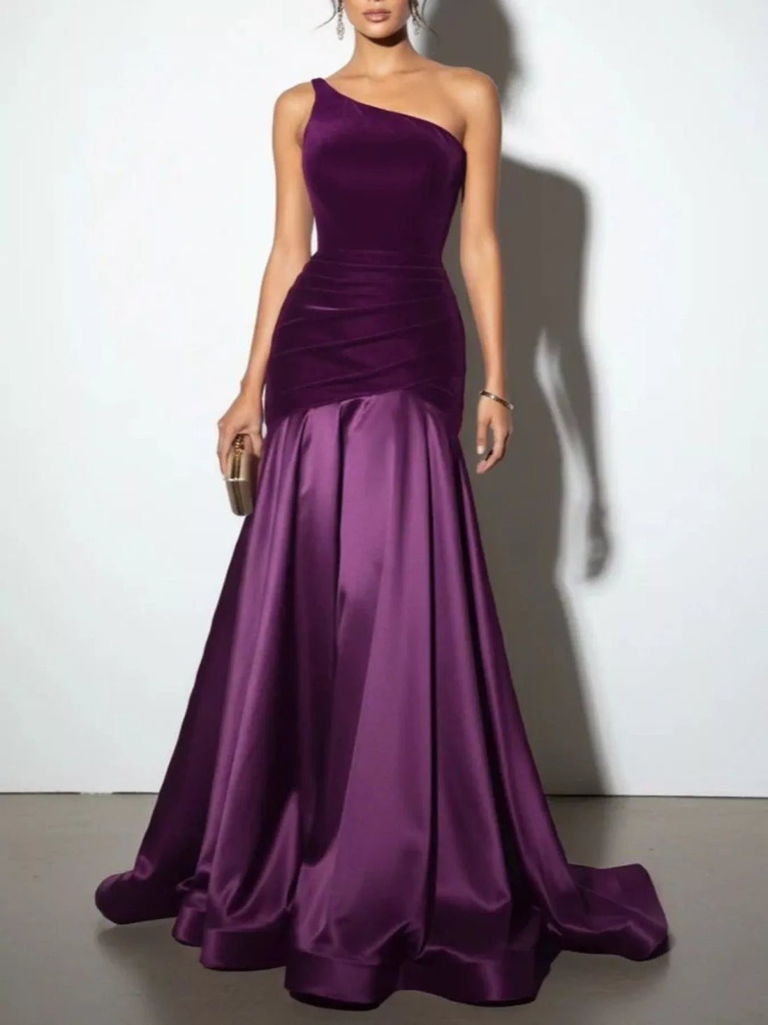 Single Shoulder Floor Length Dress - Jsandiclothing.com
