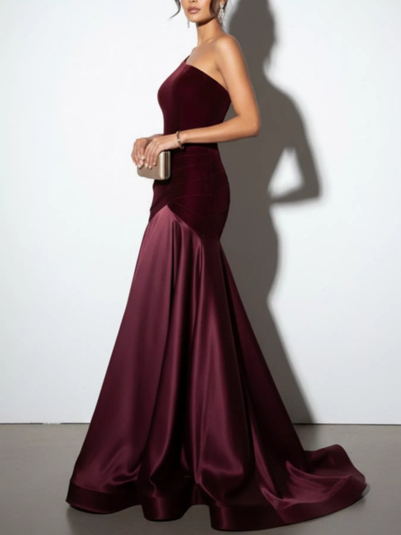 Single Shoulder Floor Length Dress - Jsandiclothing.com