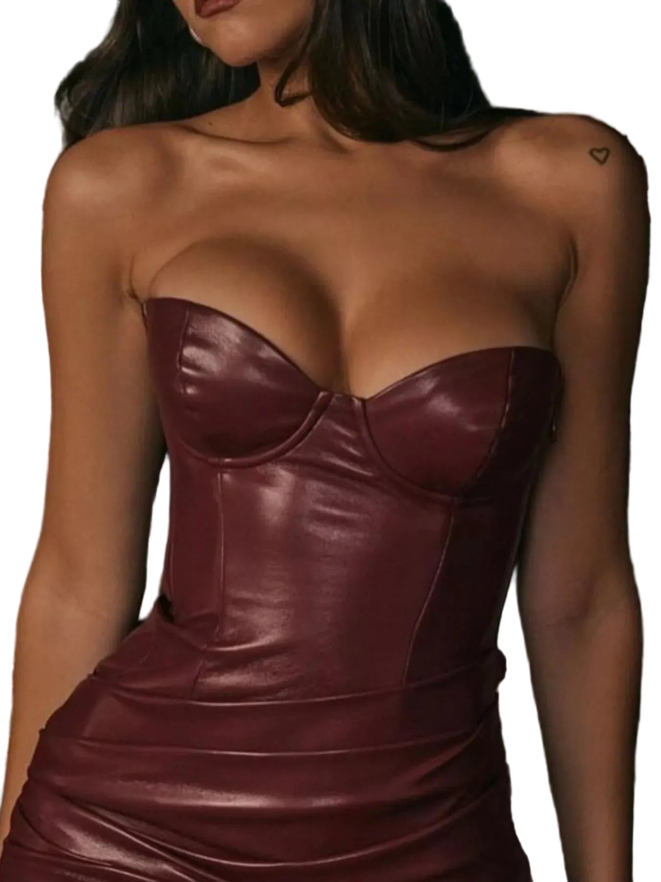 Slit Tube Leather Bodycon Maxi Dress - Jsandiclothing.com