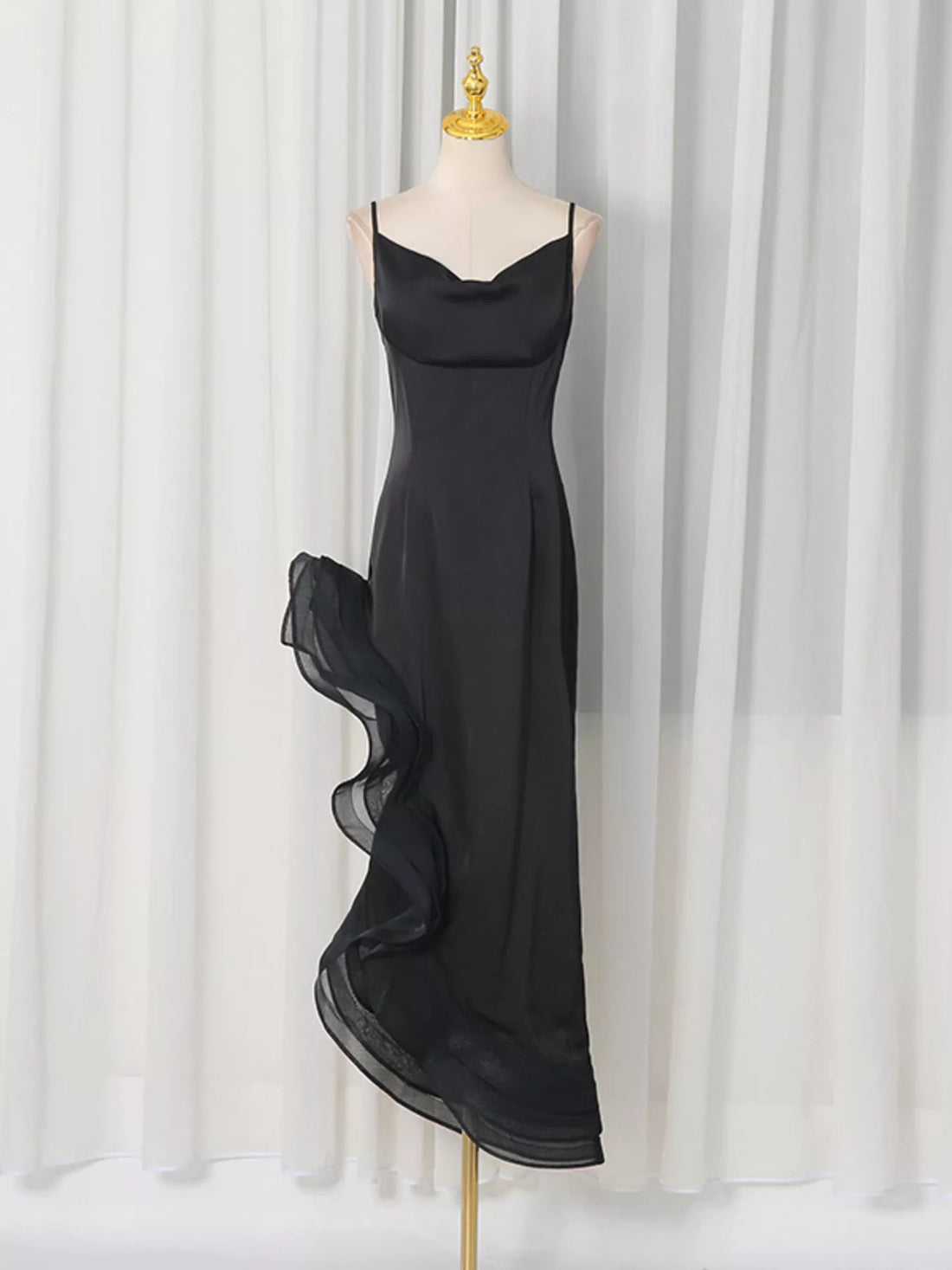 Spaghetti Strap Ruffle Slit Maxi Dress - Jsandiclothing.com