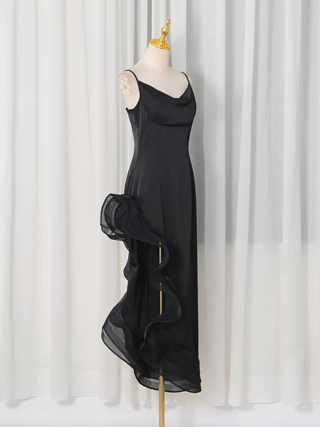 Spaghetti Strap Ruffle Slit Maxi Dress - Jsandiclothing.com
