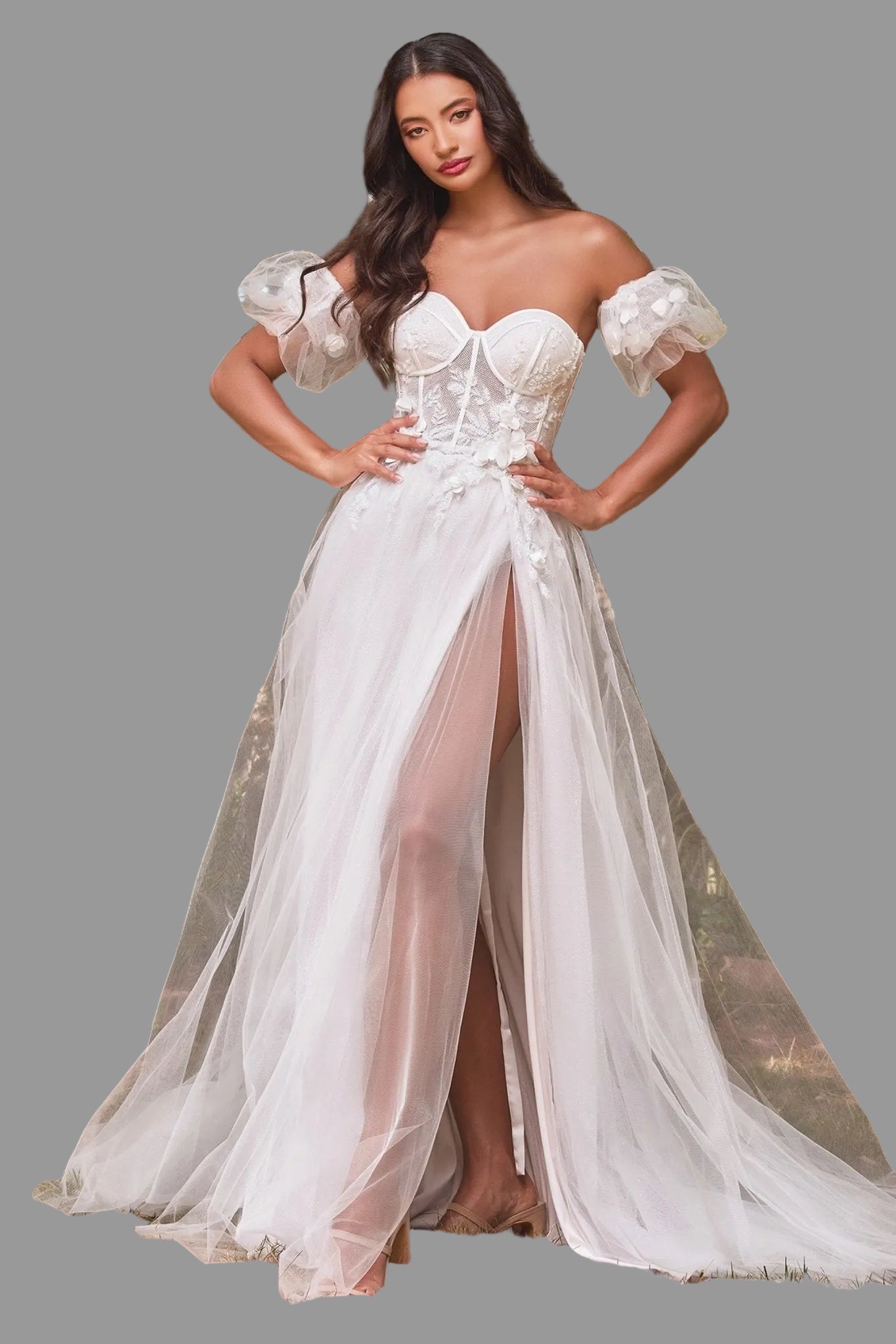 Strapless Floral Ball Gown Bridal - Jsandiclothing.com
