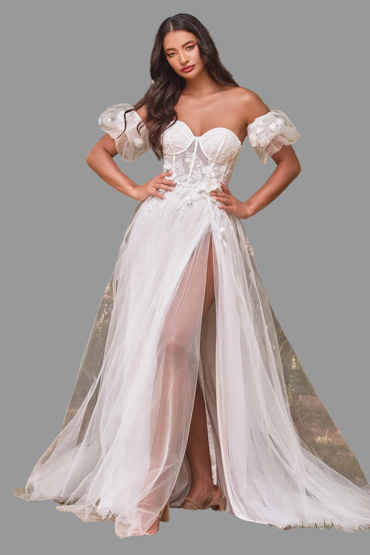 Strapless Floral Ball Gown Bridal - Jsandiclothing.com