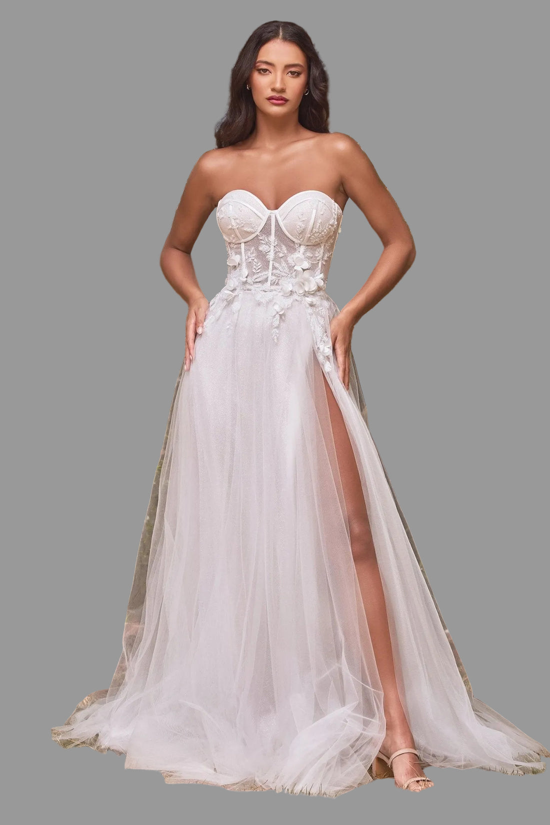 Strapless Floral Ball Gown Bridal - Jsandiclothing.com