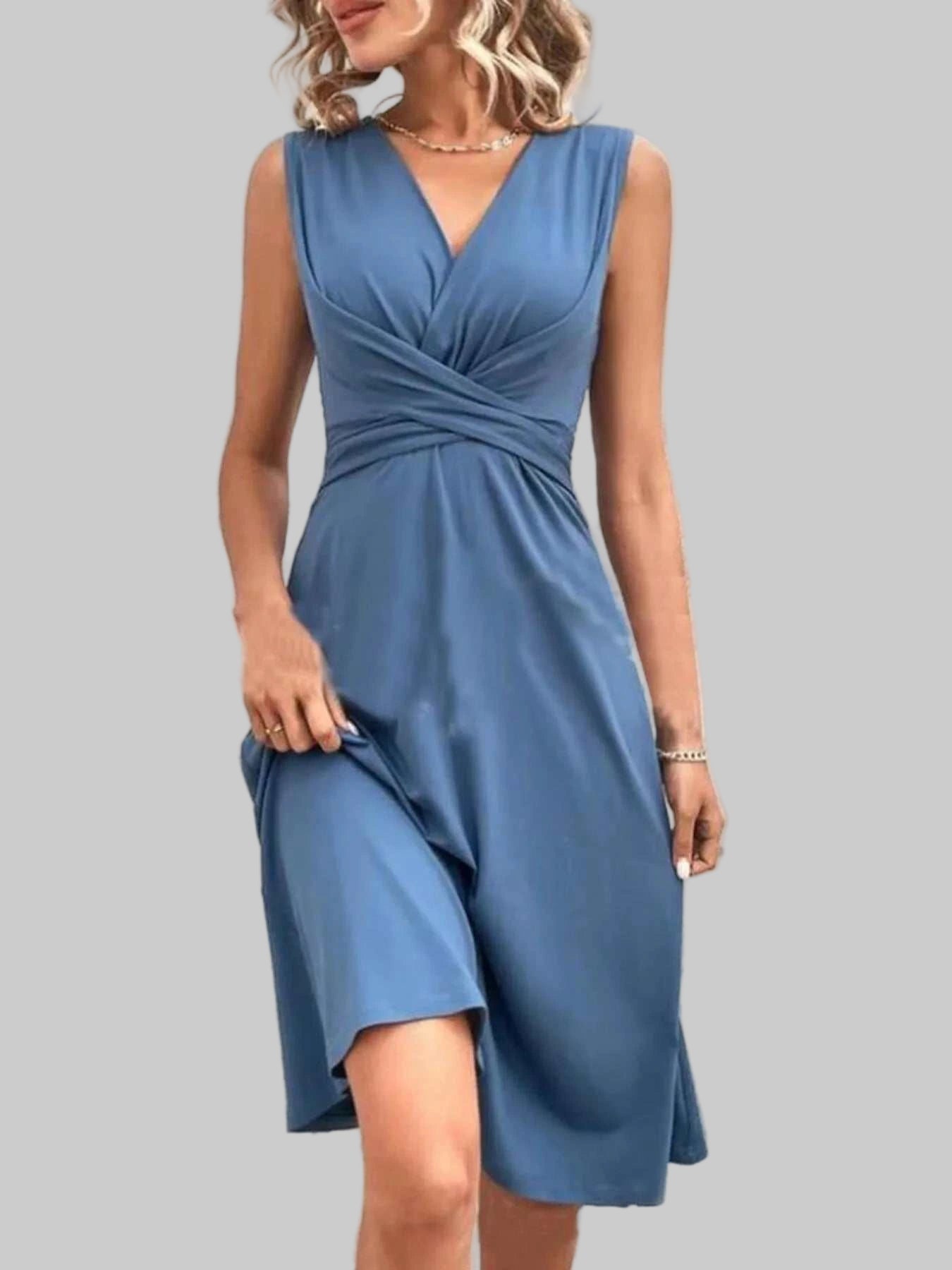 Surplice Sleeveless Wrap Dress - Jsandiclothing.com