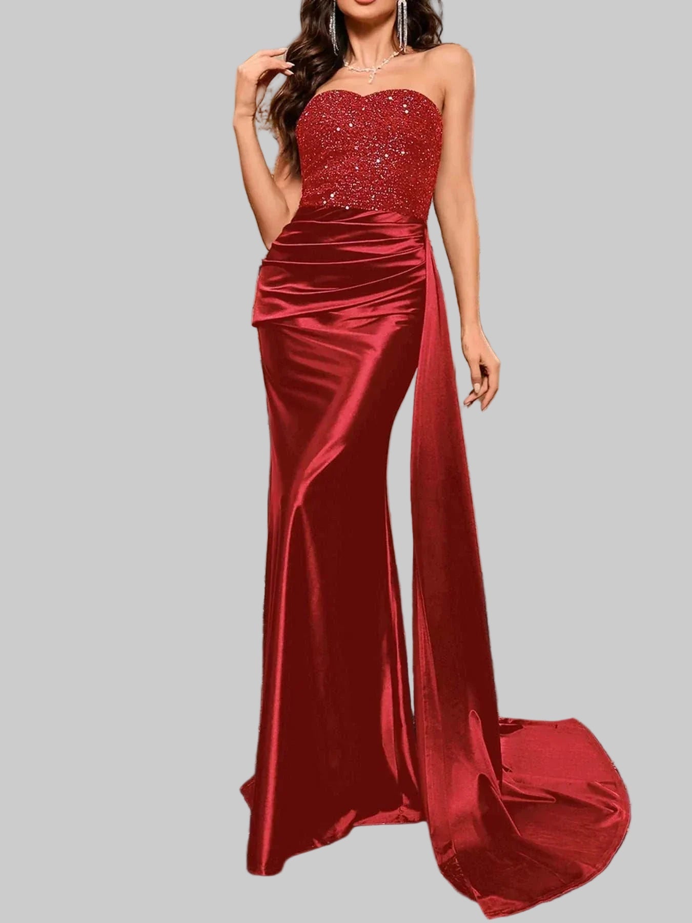 Sweetheart Neck Tube Evening Dress - Elegant Formal Gown for Women - Jsandiclothing.com