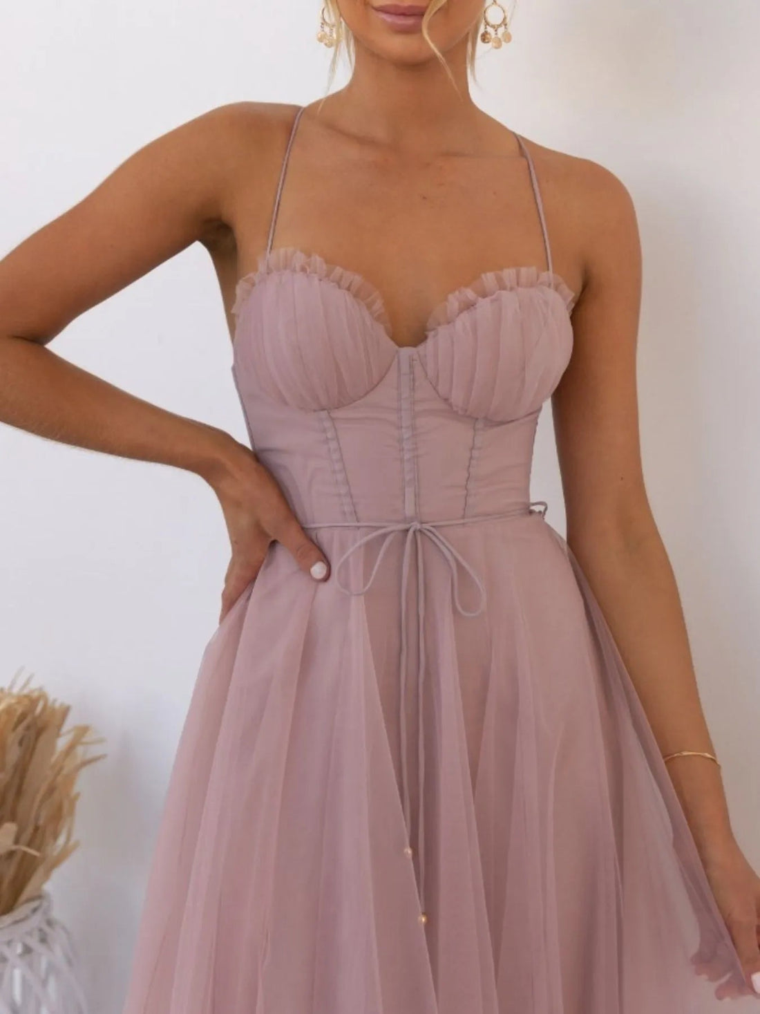 Sweetheart Neck Tulle Midi Dress - Romantic Evening Style - Jsandiclothing.com