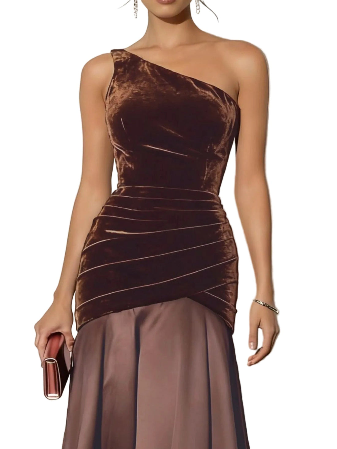 Velvet One - Shoulder Mermaid Maxi Dress – Luxe - Jsandiclothing.com