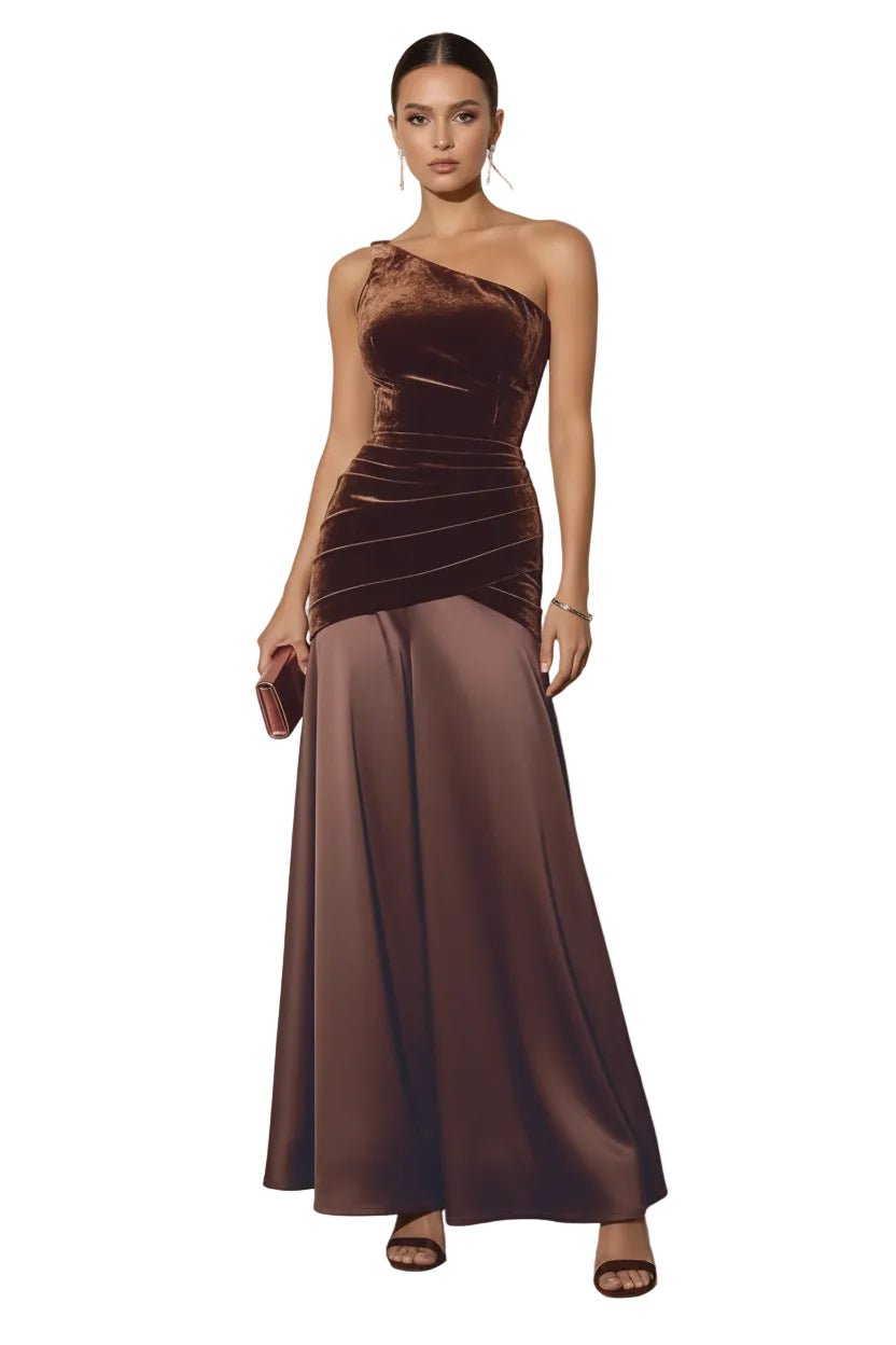 Velvet One - Shoulder Mermaid Maxi Dress – Luxe - Jsandiclothing.com