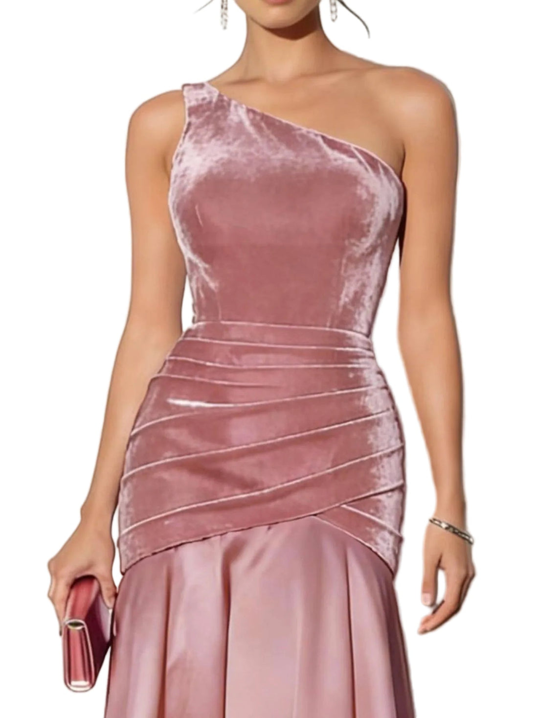 Velvet One - Shoulder Mermaid Maxi Dress – Luxe - Jsandiclothing.com