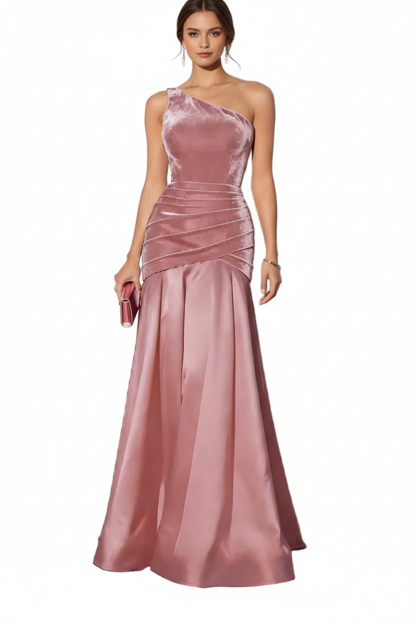 Velvet One - Shoulder Mermaid Maxi Dress – Luxe - Jsandiclothing.com