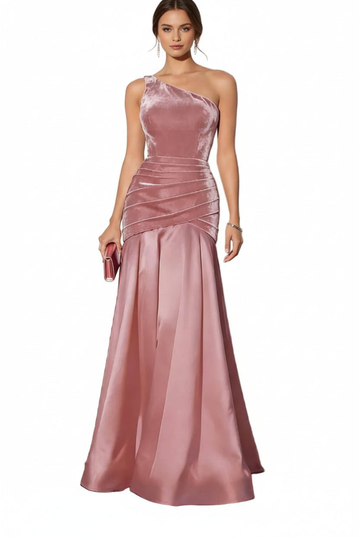 Velvet One - Shoulder Mermaid Maxi Dress – Luxe - Jsandiclothing.com