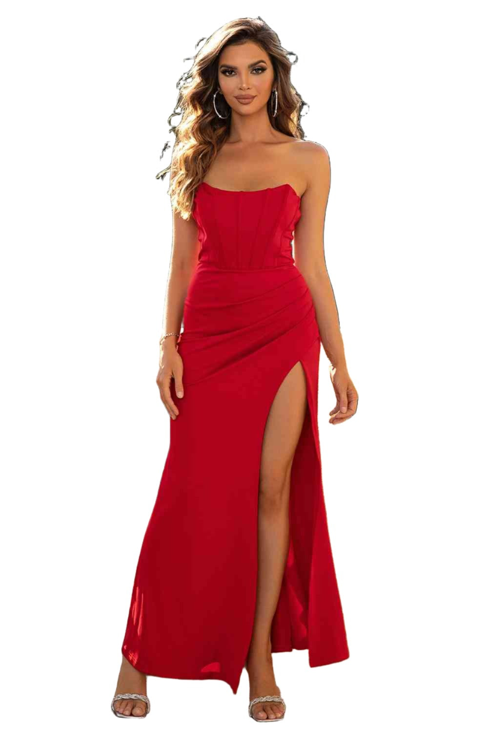 Camille Strapless Maxi Dress with Thigh-High Split