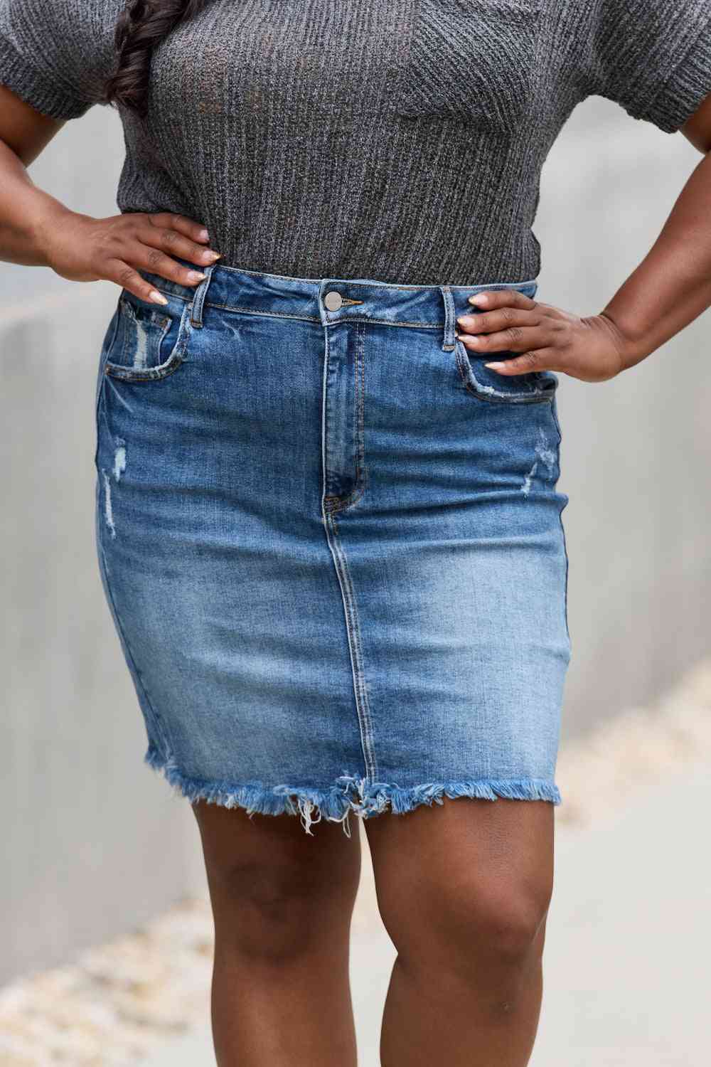 Full Size Denim Mini Skirt